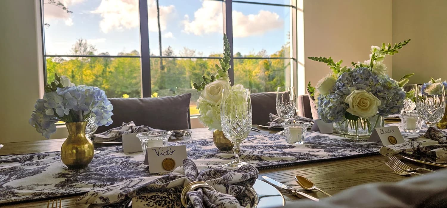 The dining room set for the tasting